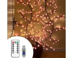SnelShoppen - Cherry Lights, Decoratieve Takken met 144 LEDs voor Wanddecoratie, Kersenbloesem, USB Voeding, Microvezel Lichten met Afstandsbediening