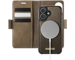 Solidenz Luxe 2-in-1 Wallet Hoesje geschikt voor iPhone 16 - Geschikt voor MagSafe Hoes - Afneembare Case - Bruin