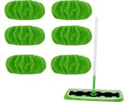 Microvezel dweildoeken 6-pack - Vezelnatte en droge reinigingsmoppen - Magic Band Steam Mop Pads - Wasbare navullingen - Herbruikbaar - Voor Swiffer Sweeper - Dweildoeken - Groen