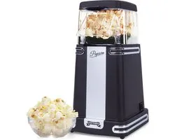Gadgy Popcorn Machine Retro - Zwart - Hete Lucht Popcorn Maker- 26,5 x 14 CM - Funcooking voor Party & Kids