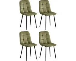 Colenis - Ela Eetkamerstoel - Set Van 4 - Olijfgroen - Velvet - Design