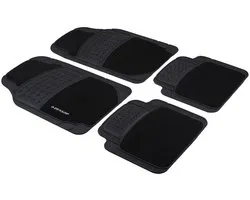 Dunlop Automatten Set - 4 Stuks - 2 Auto Vloermatten 65 x 41 CM - 2 Auto Matten 41 x 40 CM - Passend Maken voor Elke Auto - PVC/Polyester - Zwart
