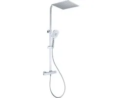 Doucheset Opbouw Compleet 30 x 30 cm Chroom - Regendouche Vierkant - Sedal binnenwerk -Thermostaatkraan - Zeer goede kwaliteit – RVS, ABS en Messing – Design