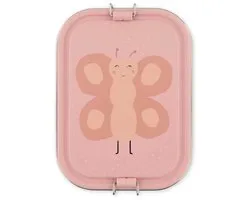 Trixie | Brooddoos Groot - Mrs. Butterfly - RSV Lunchbox voor Kinderen - Makkelijk te openen - Broodtrommel - 2 vakken - Roze