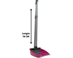 Synx Tools Stoffer en Blik met lange steel Maria Paars - Stoffer Blik set - Stofblik en veger - Stoffer en blik open model met lange stelen - Bezem / Veger en blik met lange steel 76 cm