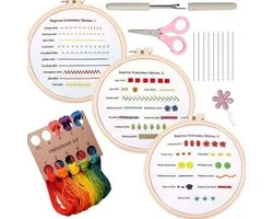 3PCS Embroidery Kits for Beginners - Embroidery Starter Kit for Beginners and Adults - Embroidery Kit for Adults - Embroidery Tools Beginners