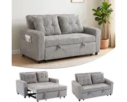 HOMCOM Sofa Bed-Polyester, Stahl-157L x 90B x 91H cm-Hellgrau