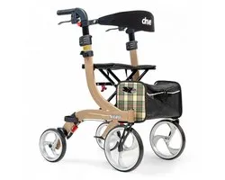 Rollator Nitro Small - Champagne - 1.50m tot 1.60m - Lichtgewicht - Weggewerkte remkabels - Opvouwbaar - Grote voorwielen