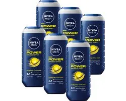 NIVEA MEN Power Refresh Douchegel Mannen - 3-in-1 Shower Gel - Shampoo - Voordeelverpakking - 6 x 250 ml