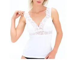 Marco Rossi - Random kant - Dameshemd kant - Onderhemd - Singlet - Katoen - Dames - Wit - Maat L/40 - Model 2