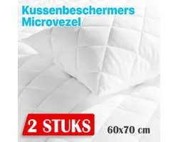 2x Kussenbeschermer Microvezel Wit/Creme - 60x70 - Antibacteriëel Kussenbeschermer - Kussen Beschermer - Kussenbeschermer Met rits - kussensloop - Kussenbeschermer Microvezel 2 stuks - Molton Kussenslopen