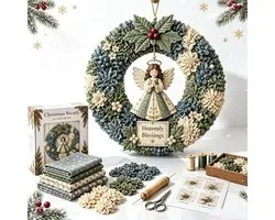 DIY kerstkrans kit - DIY Patchwork Set - Kerstkranspakketten - DIY patchworkpakketten - 3D stoffen kranspakketten - Kerstkransen - Vintage kerstdecoraties - DIY knutselpakketten - Geschikt voor volwassenen, beginners en knutselaars