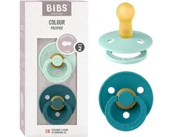 BIBS Colour Fopspeen - 6-18 mnd - 2-pack - Rond - Nordic Mint/Forest Lake
