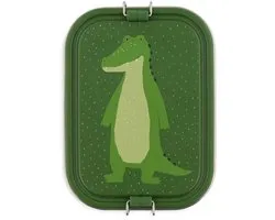 Trixie | Brooddoos Groot - Mr. Alligator - RSV Lunchbox voor kinderen - Makkelijk te openen Broodtrommel - 2 vakken - Groen