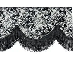 Ruban de fenêtre en peluche danoise gris de 12 CM de haut avec franges noires, y compris Velcro pour camion, tracteur, fourgon, sprinter, caravane, camion, etc.
