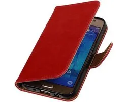 Rood Pull-Up PU Hoesje Samsung Galaxy J5 Booktype Wallet Cover