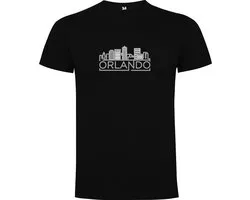 T-Shirt Zwart avec impression "Skyline Orlando Florida – Sentiment de Vacances – Épuré – Moderne" Full Color Taille L