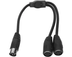 Splitterkabel, DIN 8-polig, DIN 8-polig, mannelijk naar 2 DIN 8-polig Y-aansluiting, voor Midi kabel DIN 3 5 7 8, voor Powerlink MK2 MK3