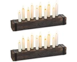 NUPTIO Wooden Candlestick for Table Center:42cm Long Taper Candle Holder - Farm Candlestick Holder for Wedding Christmas Home Dining Living Room Fireplace Decor