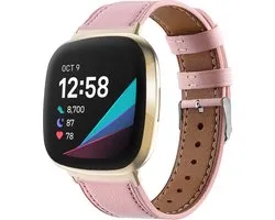 Bracelet en cuir Compatible Fitbit Versa 3/4 & Sense 1/2 - Rose - By Qubix Smartwatch strap bracelet Wristband Strap Band Watchband