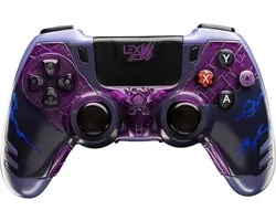 LEXIP Sasuke "Revenge" draadloze controller - Exclusief Naruto Shippuden anime design - bekabeld of draadloos via 2,4 GHz USB dongle - Geschikt voor PC en Nintendo Switch - zwart, paars