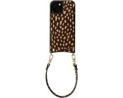 Étui Selencia - Compatible avec Apple iPhone 15 - Coque arrière en cuir véritable avec porte-cartes - Fawn Chic