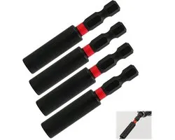 Bithouder 1/4 inch, slagschroevendraaier bithouder van gehard staal, 60 mm bitadapter voor boorschroevendraaier en Impact Driver, compatibel met Bosch, Makita, Milwaukee, DeWalt