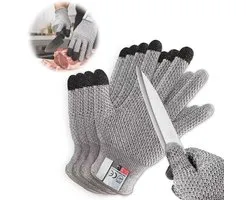 Snijbestendige Handschoenen Level 5 - Touchscreen - Anti-snij Keuken-/Werkhandschoenen met Ananaspatroon (Grijs) | Voor glas, snijden & vis | One size | 23 x 9 cm | 1 paar