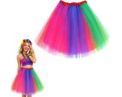 Kleurige Tutu Rok voor Vrouwen, Regenboog Kostuum voor Carnaval, Feest, Retro 80s en Fancy Dress met Laagjes Tulle