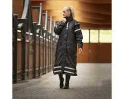 EQUITHEME RIDERCOAT LANGE REGENJAS Zwart