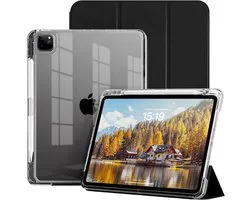Étui compatible avec iPad Air 13 pouces, Smart Zwart M3/M2 (2025/2024) et iPad Pro 12,9 pouces (6e/5e/4e génération). Étui Smart avec dos rigide transparent et emplacement pour Apple Pencil.
