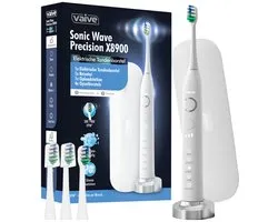 Brosse à dents électrique Vaive Sonic Wave Precision X8900 - 48 000 VPM - 5 modes, 3 niveaux - 4 têtes de brosse et étui de transport - Wit