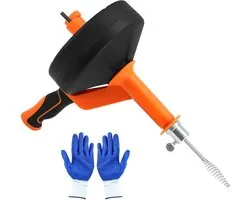Cosensi - 7.5m Pipe Cleaning Spiral Set - Afvoerreiniger met handschoenen - Handmatig en elektrisch gebruik - Flexibele kabel - Voor keuken en badk...