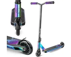 Movino Glide - Freestyle Stuntstep - Neochroom - Vanaf 5 jaar - Y-BAR - Lagers ABEC-9 - Aluminium - Flex Fender rem - Draagkracht tot 100 kg