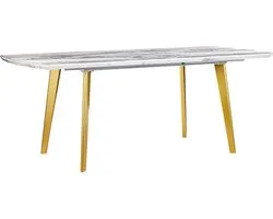MOSBY - Uitschuifbare eettafel - Wit/Goud - 90 x 160/200 cm - MDF