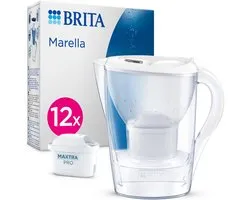 BRITA - Waterfilterkan - Marella Cool - 2,4L - Wit - incl. 12 MAXTRA PRO ALL-IN-1 waterfilterpatronen - Voordeelverpakking