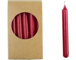 Rustik Lys - Kleine, dunne Potloodkaarsjes (set van 20, 1.2 x 10cm) - Antiek Rood
