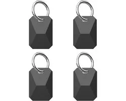 Set van 4 Siliconen Beschermhoesjes Compatibel met Apple AirTag 2e en 1e Generatie en Moto Tag 2, Waterdichte voor GPS Tracker/Itemfinder met Sleutelring voor Bagage Rugzak Hondenhalsband (Zwart)