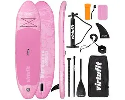 VirtuFit Ocean Opblaasbaar SUP Board 275 cm - Max. 150 kg - Complete Set - Inclusief Pomp, Peddel, Draagtas, Accessoires & GoPro-mount - Stand Up Paddle Board - Roze