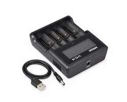 DrPhone CellCharge – Chargeur de piles universel avec LCD – 4 emplacements – Pour AA, AAA, C, D, 18650 – Li-ion, Ni-MH et Ni-CD