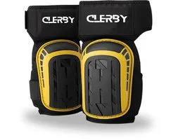 Clerby - Professionele Traagschuim Kniebeschermers Set - Voor Stratenmaker, Klussen, Bouw & Tuinieren - Waterdicht - Volwassenen - Geel