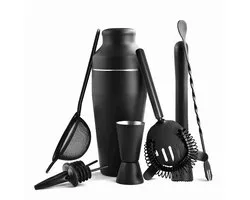 OKWISH Cocktailsets - Cocktail Shaker Set - Shaker Set RVS - Bartender Tools - Cocktail Accessoires - Edelstahl - Zwart