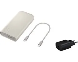 Samsung - Powerbank - Fast Charge 45W - 3x USB-C - 20000mAh - Beige + Adapter