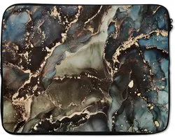 Laptophoes - Groen - Goud - Marmer print print - Design - Natuursteen - Laptop case - Laptop sleeve - Laptop - Abstract - 17 Inch - Back to school spullen - Schoolspullen jongens en meisjes middelbare school - Macbook air hoes - Chromebook sleeve