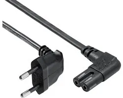Câble d'alimentation Transmedia avec fiche coudée C7 et fiche coudée - 2x 0,75 mm / noir - 2 mètres