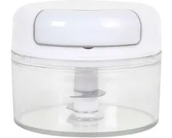 CONCEPT, KD0003, Practical and Ergonomic Mini Manual Chopper for Kitchen Utensils, Stainless Steel Blades, Ideal for Small Spaces, White, Transparent, Compact Size