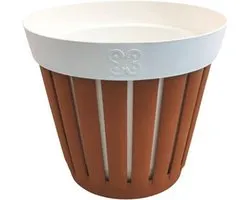 Bloempot 'Kreta' 25 - Bruin / Wit - Buiten - Rond