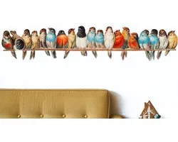 Vogel - vogelbescherming raamstickers - Muurstickers vogels set - Vogels stickers muur - Muurstickers Vogels - Musjes op tak - Huismussen - Muurdecoratie Jongens - Meisjes - Baby