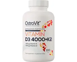 OstroVit - Vitamine D3 4000 IE + K2 - 100 Vegetarische tabletten - Vitamin D3 + K2 supplements - Batchgewijs getest in onafhankelijk laboratorium