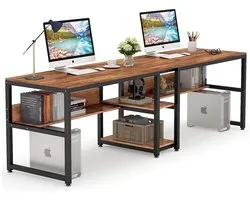 Mura Logistiek Bureau - Desk - Werktafel - Computertafel - Computerbureau - Thuiswerkplek - Werkplek Voor 2 - 4 Opberg Planken
